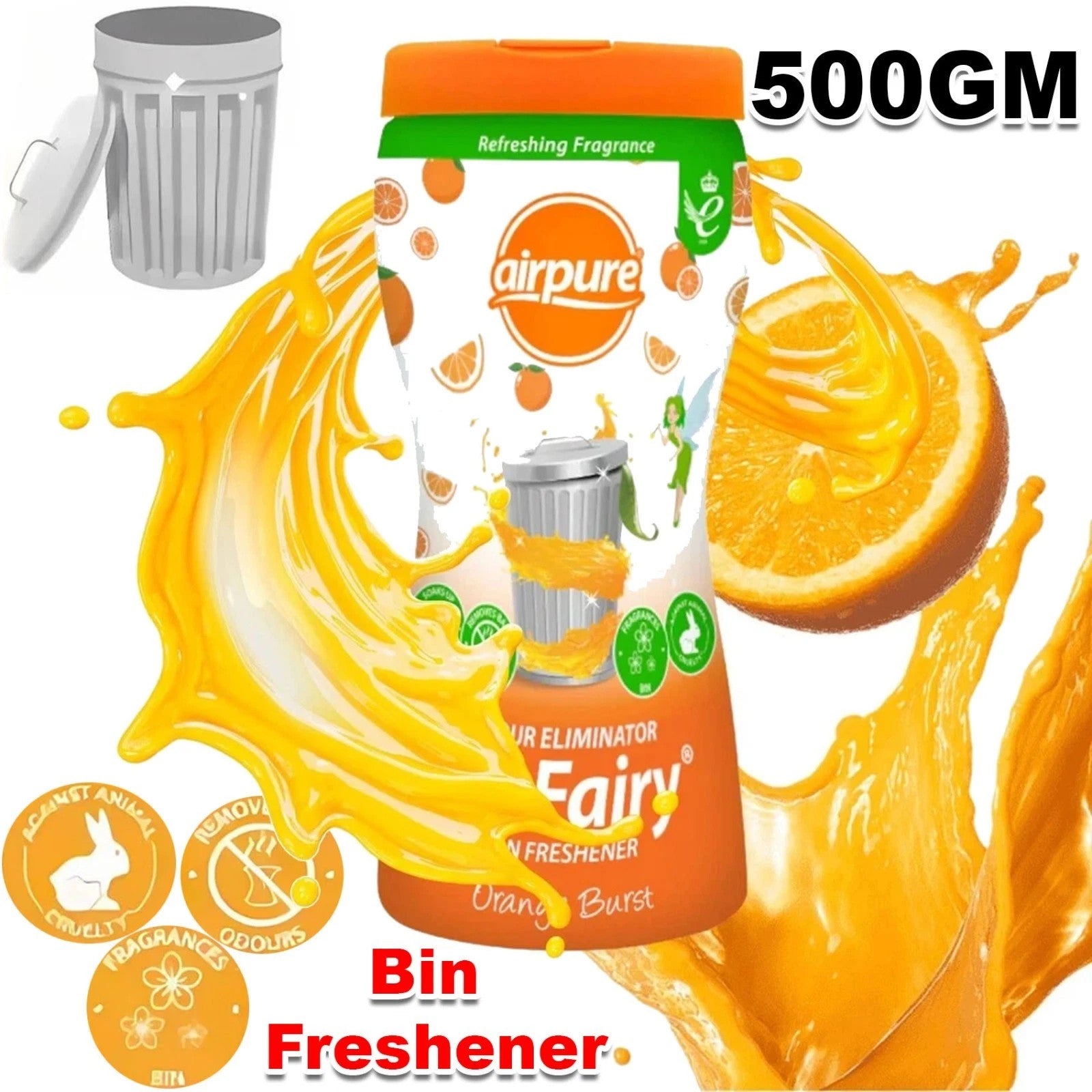 Airpure Bin Fairy Freshener Odour Eliminator Orange Burst 500g Airpure Bin Fairy Freshener Odour Eliminator Orange Burst 500g